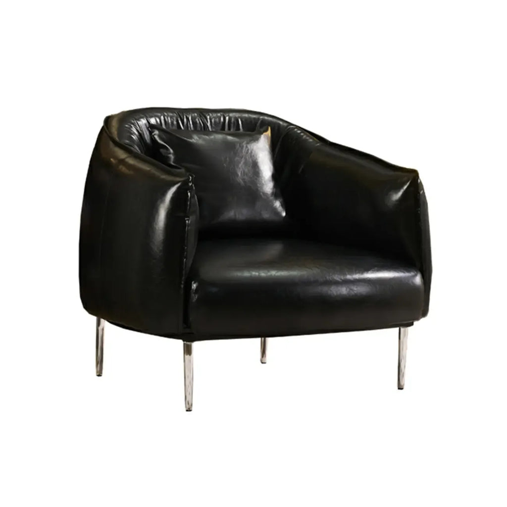 Fauteuil d'appoint moderne surdimensionné en cuir, style tonneau, pour salon