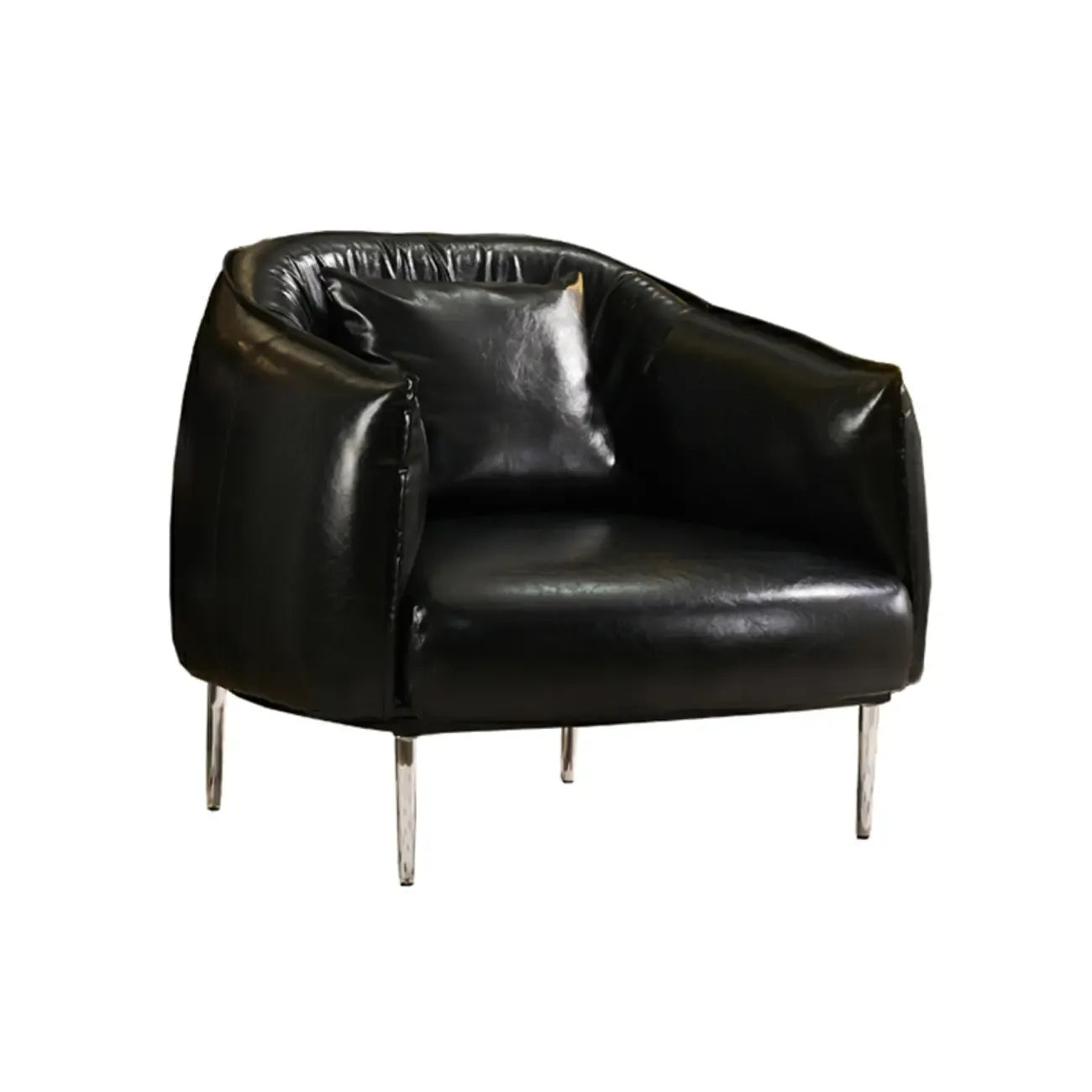 Fauteuil d'appoint moderne surdimensionné en cuir, style tonneau, pour salon