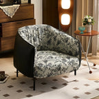 Fauteuil d'appoint moderne surdimensionné en cuir, style tonneau, pour salon