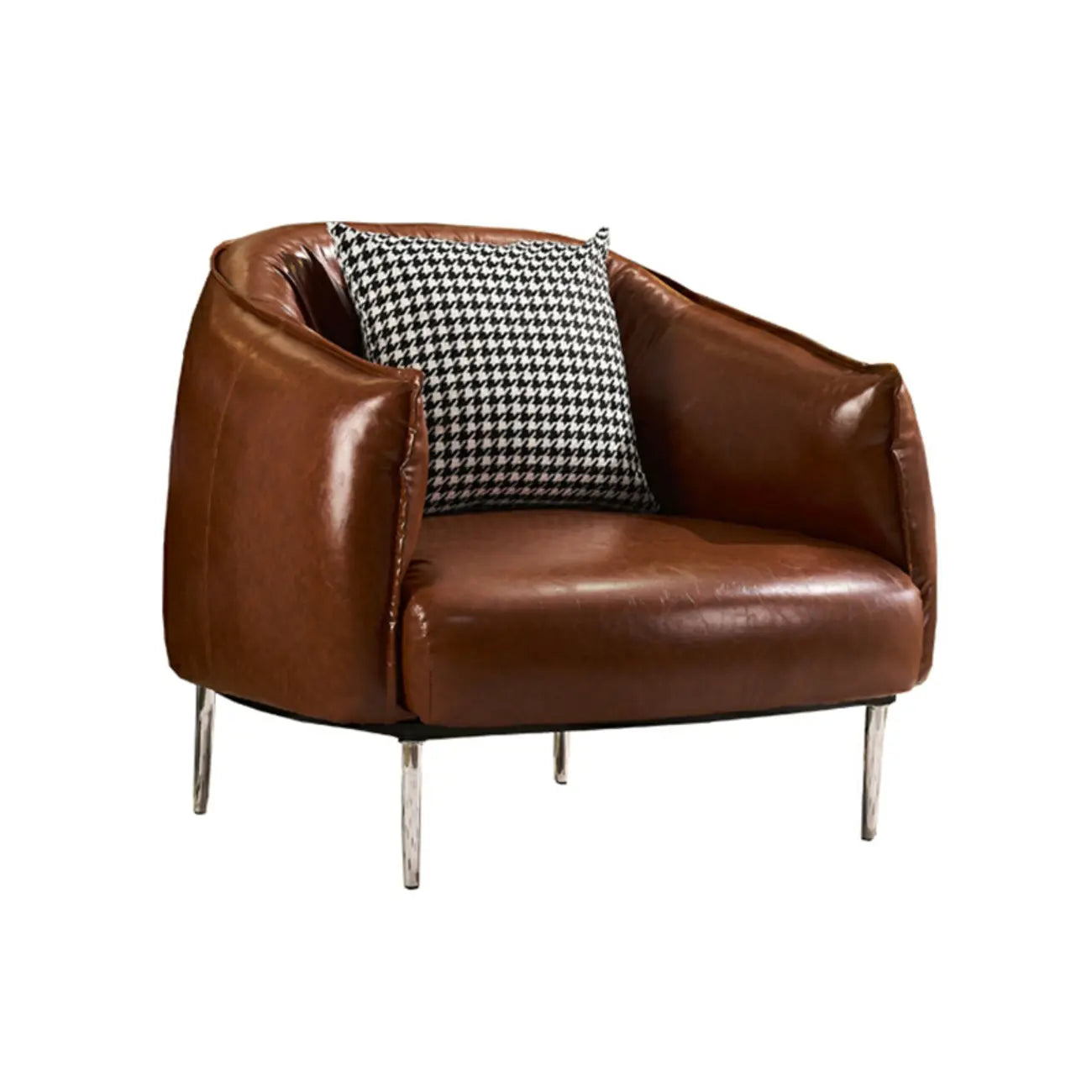 Fauteuil d'appoint moderne surdimensionné en cuir, style tonneau, pour salon