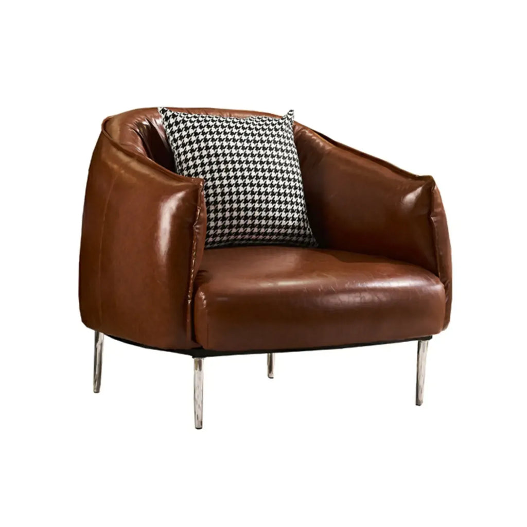Fauteuil d'appoint moderne surdimensionné en cuir, style tonneau, pour salon