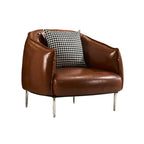 Fauteuil d'appoint moderne surdimensionné en cuir, style tonneau, pour salon