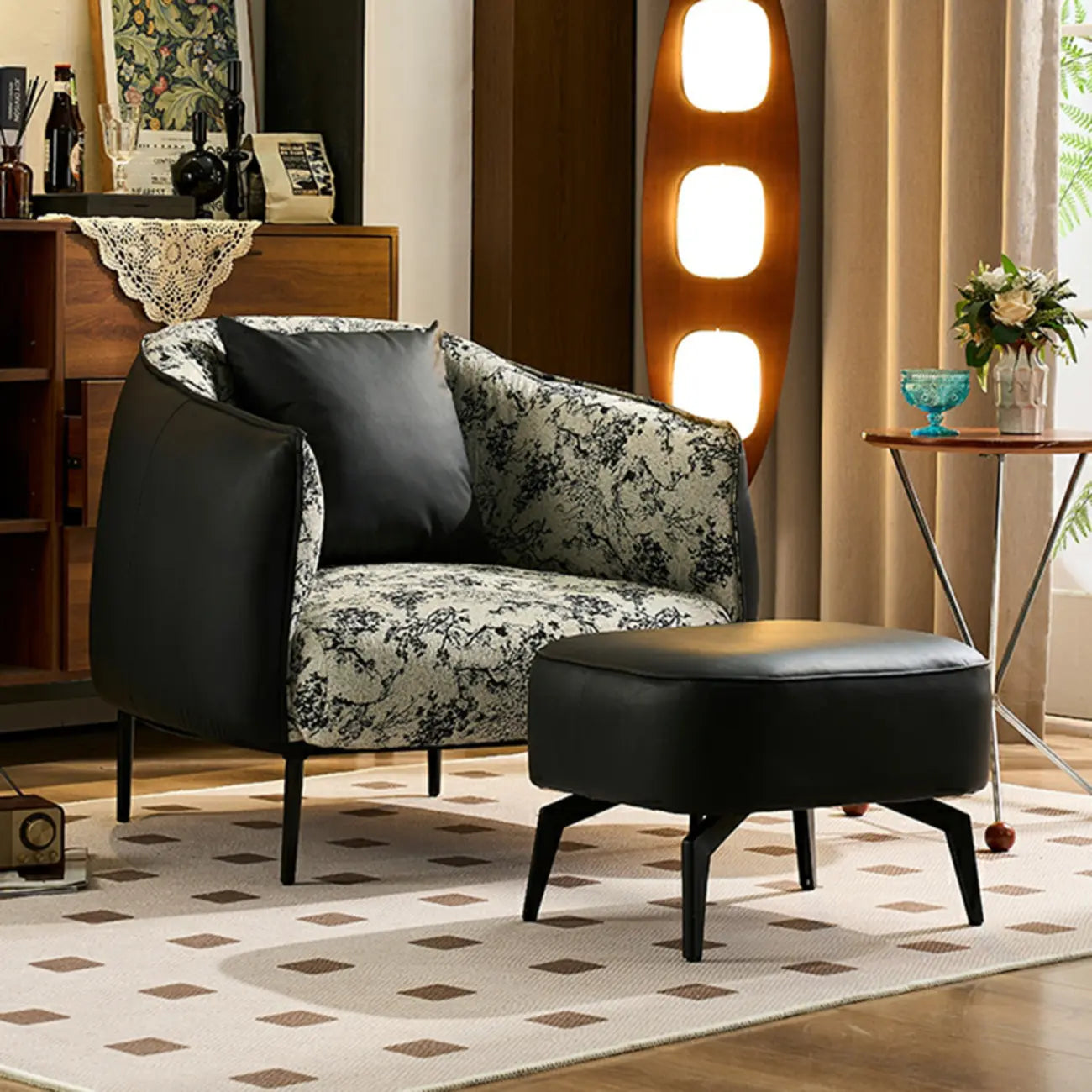 Fauteuil d'appoint moderne surdimensionné en cuir, style tonneau, pour salon