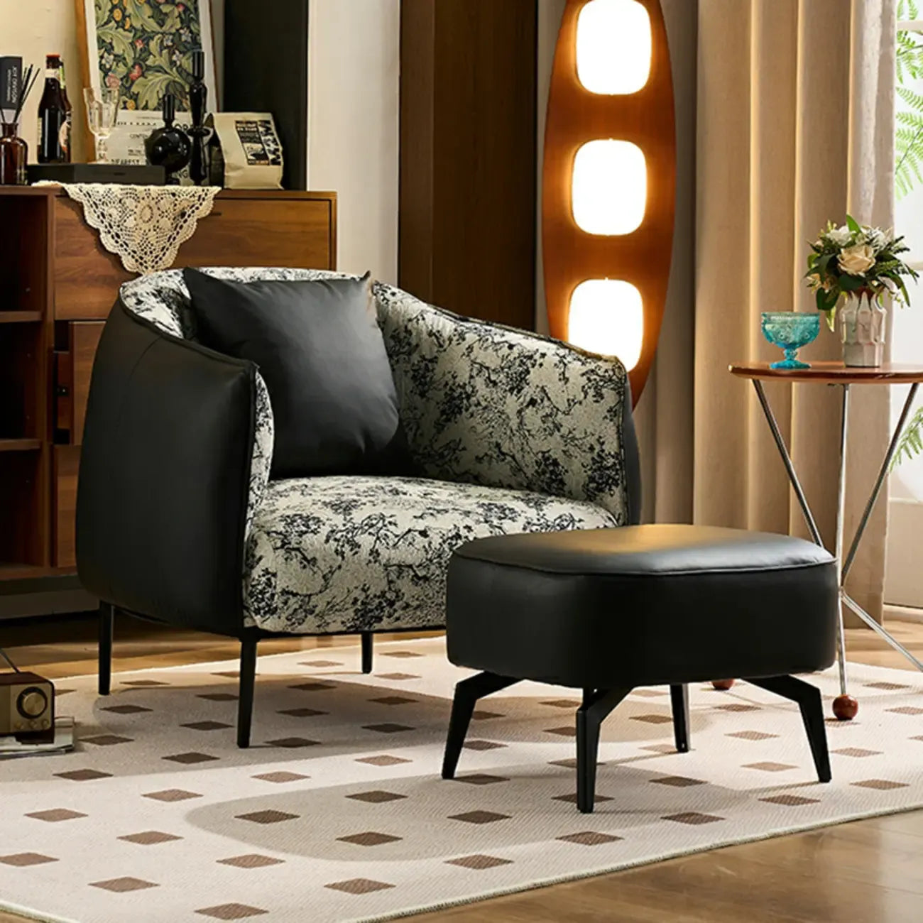Fauteuil d'appoint moderne surdimensionné en cuir, style tonneau, pour salon