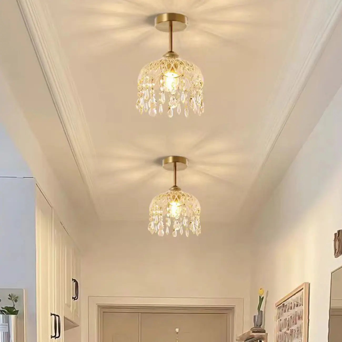 Plafonnier semi-encastré LED en cristal exquis pour intérieur