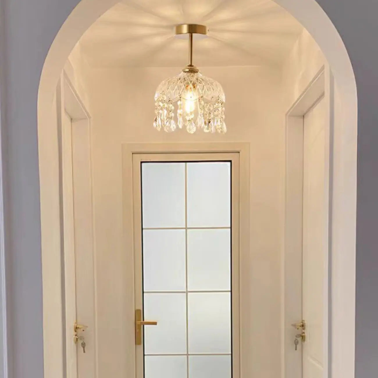 Plafonnier semi-encastré LED en cristal exquis pour intérieur