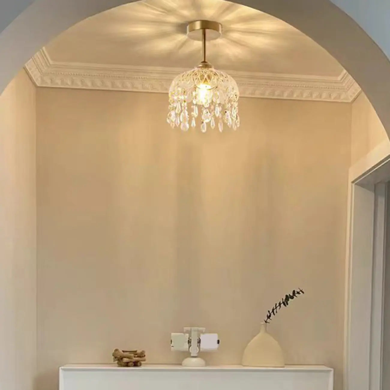 Plafonnier semi-encastré LED en cristal exquis pour intérieur