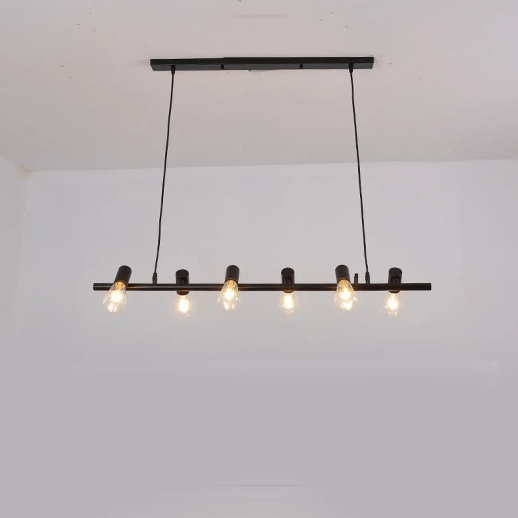 Suspension îlot en métal de style industriel, réglable, pour cuisine.