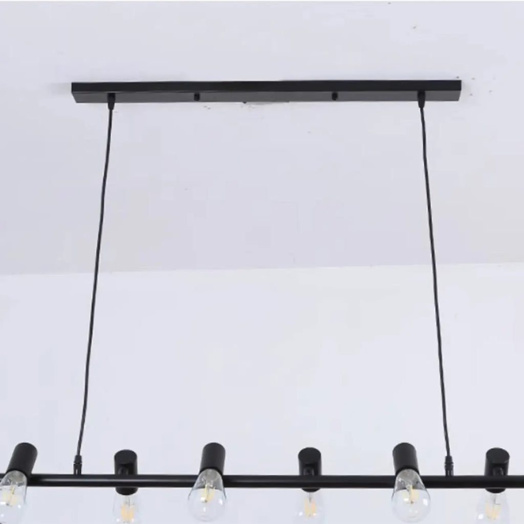 Suspension îlot en métal de style industriel, réglable, pour cuisine.