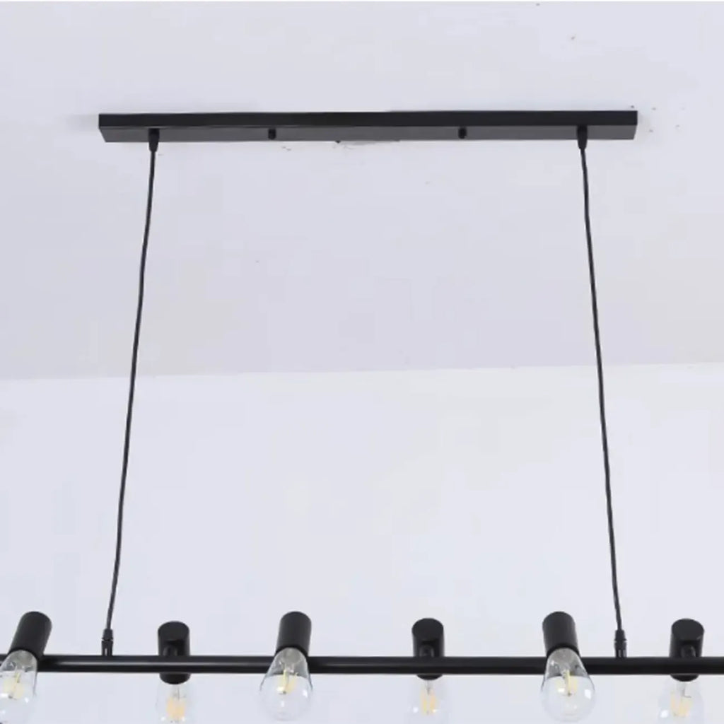 Suspension îlot en métal de style industriel, réglable, pour cuisine.