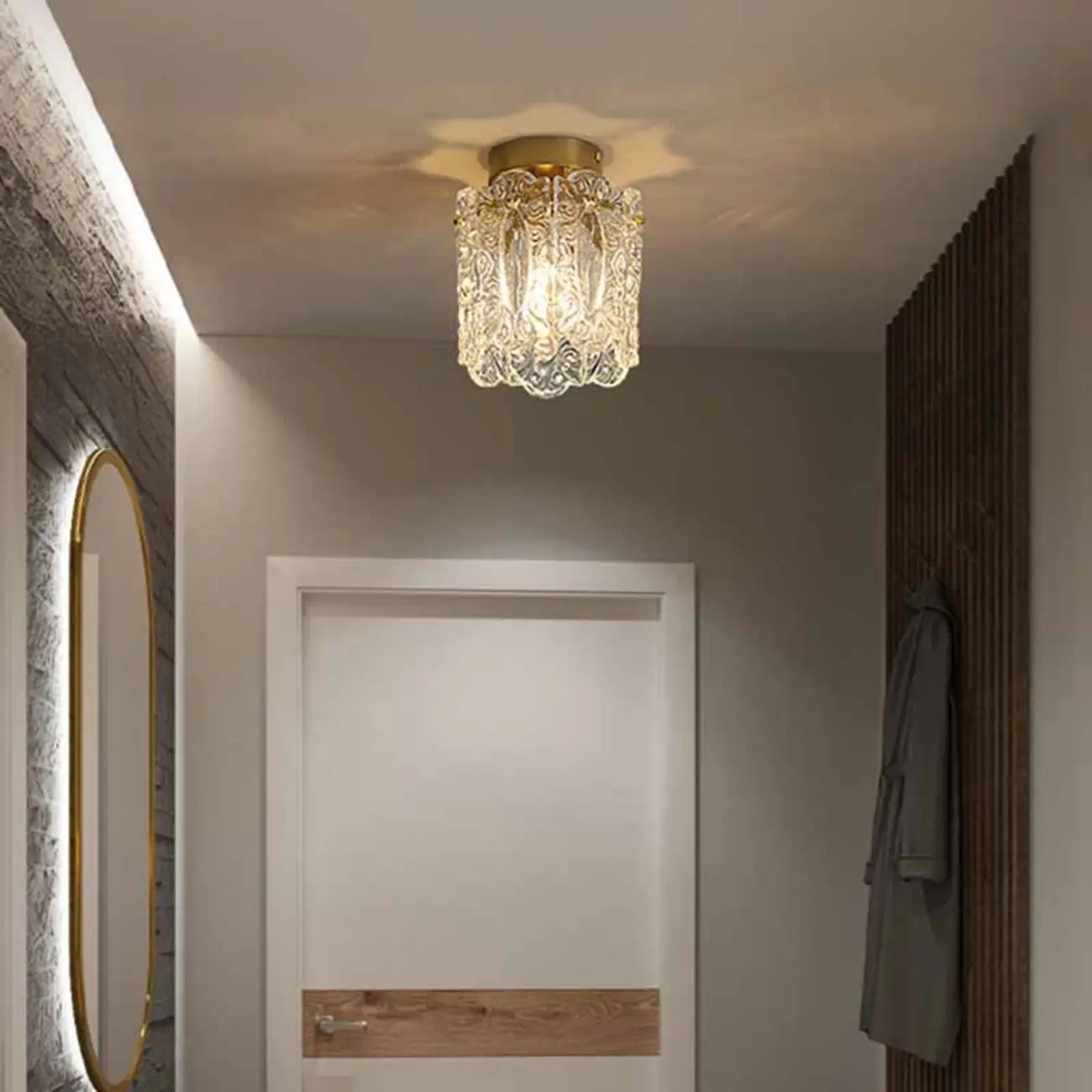 Plafonnier cylindrique semi-encastré moderne pour la décoration d'entrée