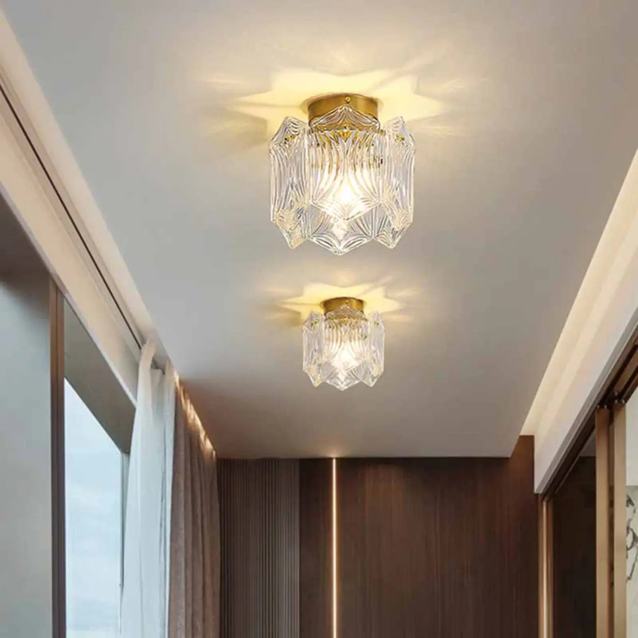 Plafonnier cylindrique semi-encastré moderne pour la décoration d'entrée