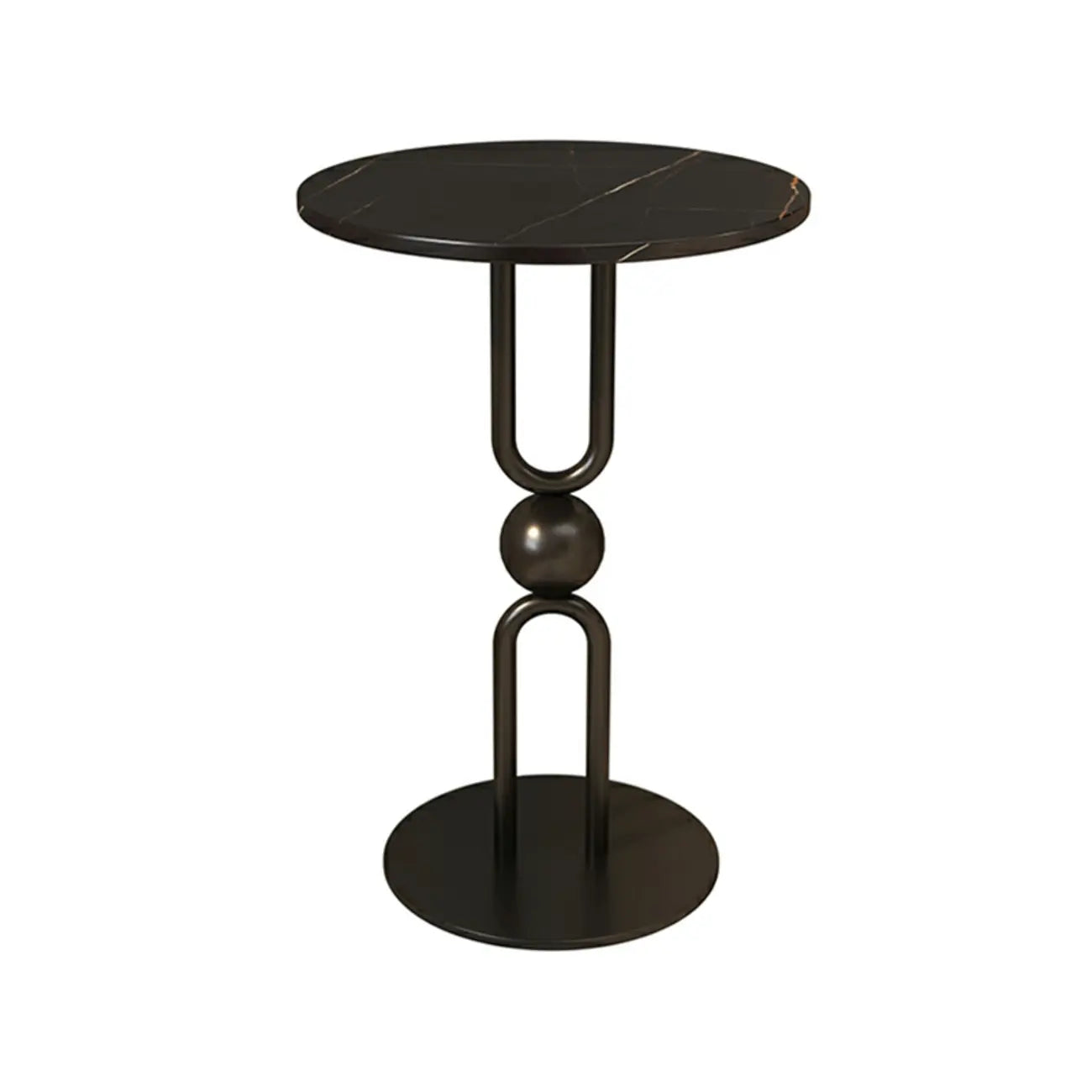 Table d'appoint ronde en métal noir brillant pour salon
