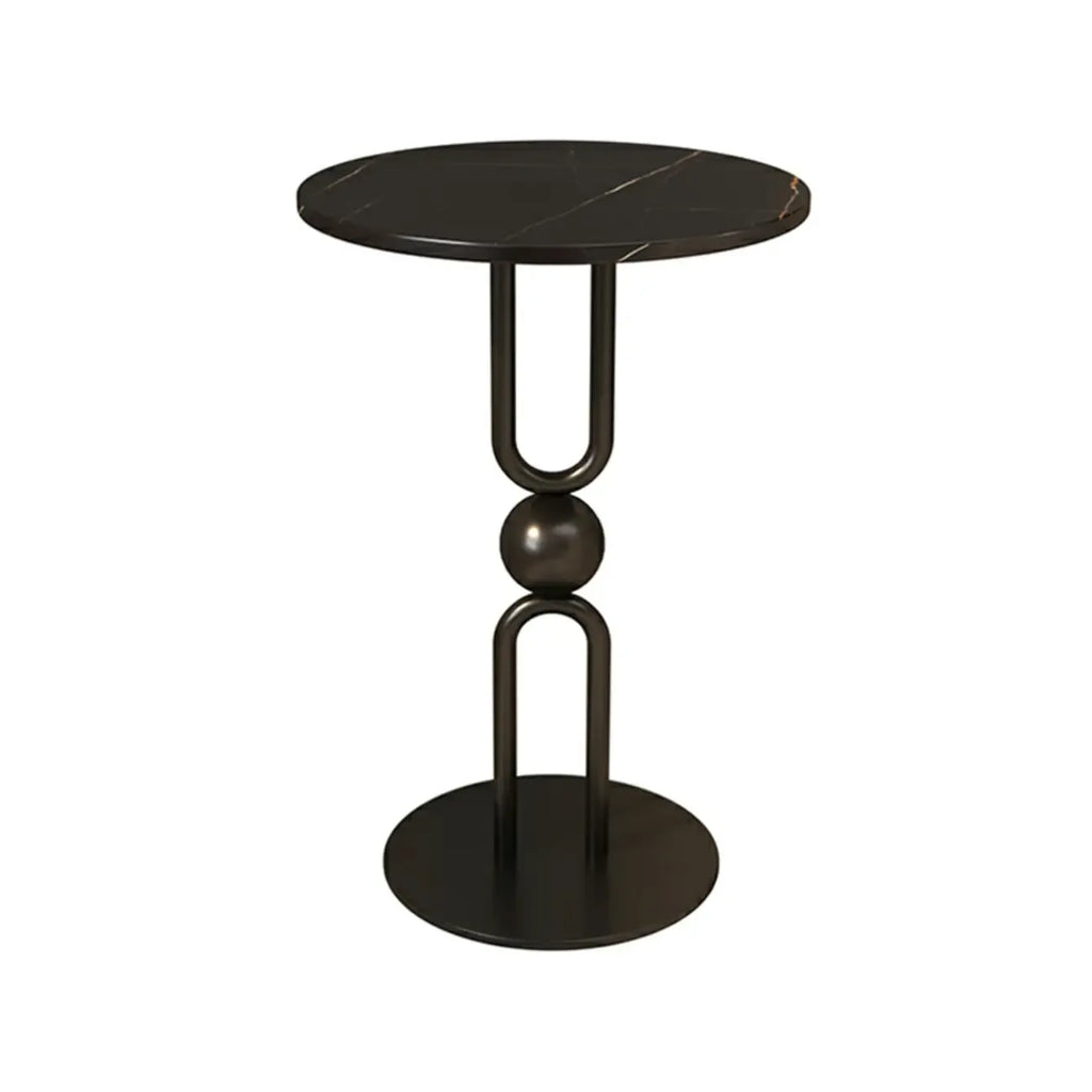 Table d'appoint ronde en métal noir brillant pour salon