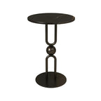 Table d'appoint ronde en métal noir brillant pour salon