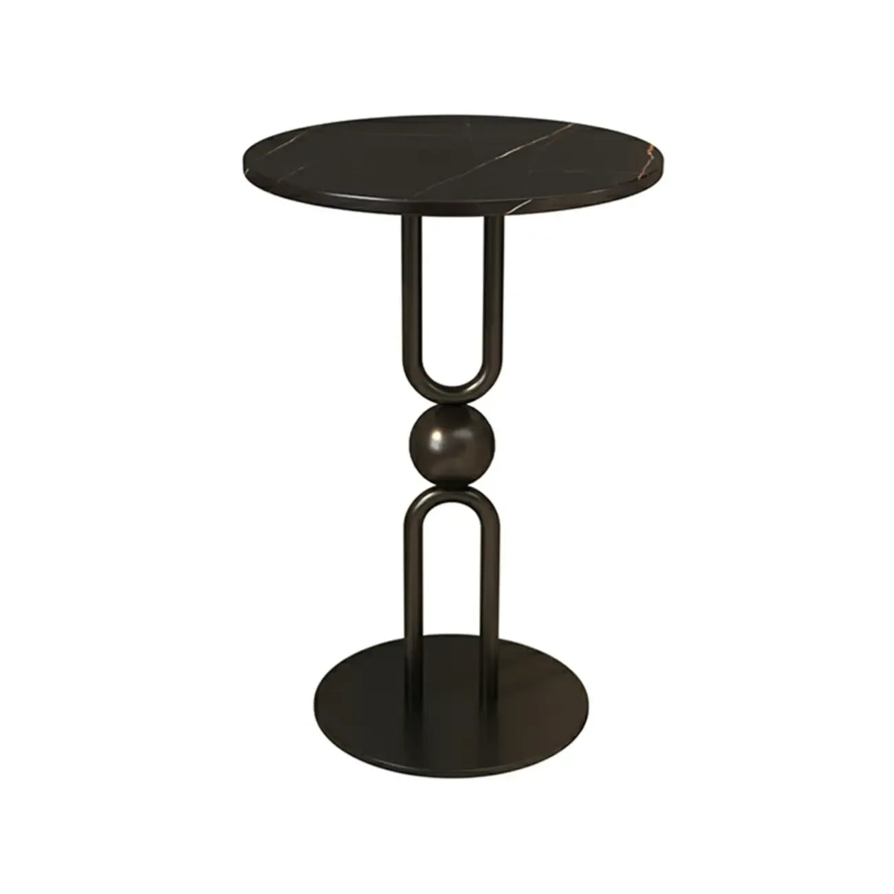 Table d'appoint ronde en métal noir brillant pour salon