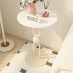 Table d'appoint ronde en métal noir brillant pour salon