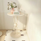 Table d'appoint ronde en métal noir brillant pour salon