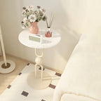 Table d'appoint ronde en métal noir brillant pour salon