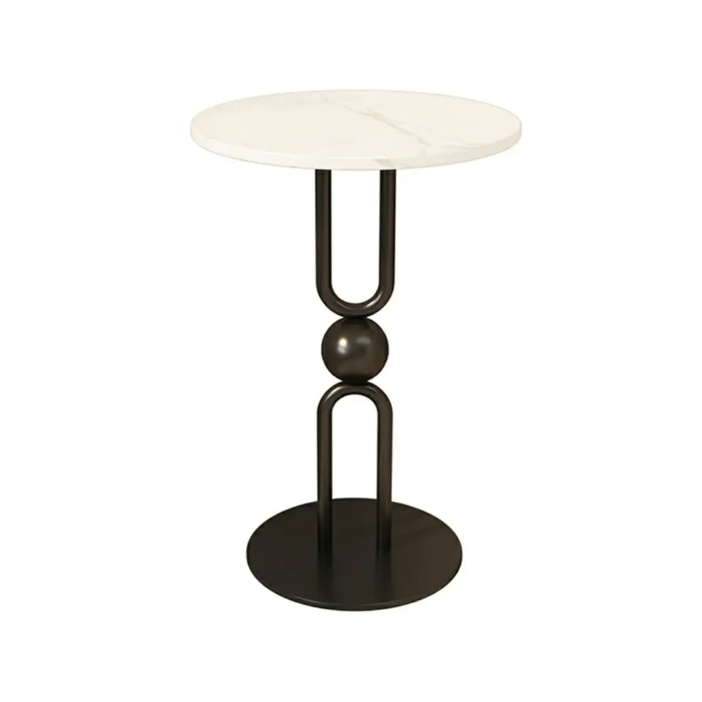 Table d'appoint ronde en métal noir brillant pour salon