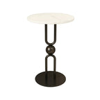 Table d'appoint ronde en métal noir brillant pour salon
