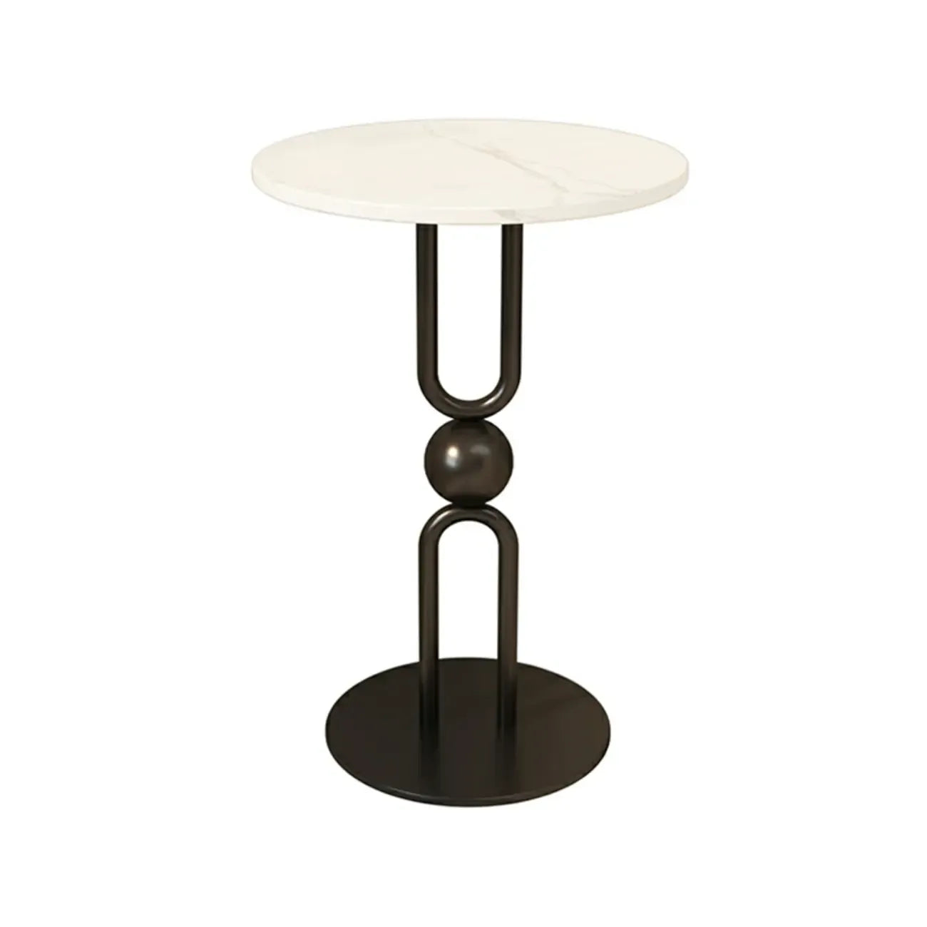 Table d'appoint ronde en métal noir brillant pour salon