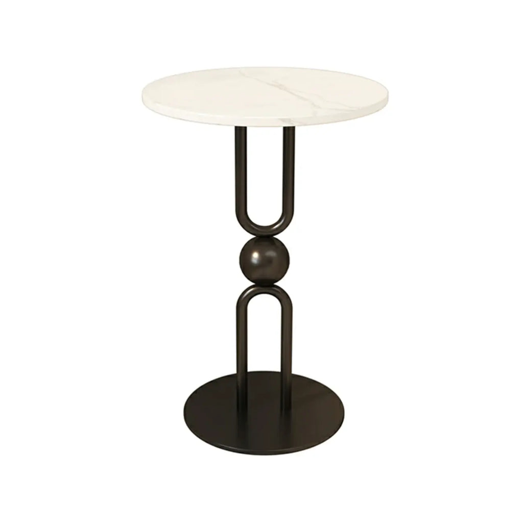 Table d'appoint ronde en métal noir brillant pour salon