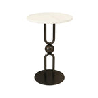Table d'appoint ronde en métal noir brillant pour salon