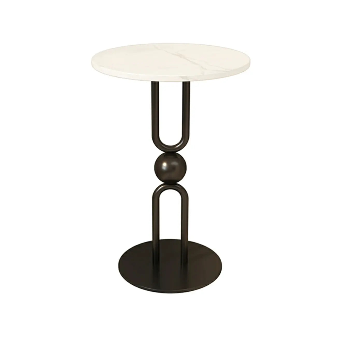Table d'appoint ronde en métal noir brillant pour salon