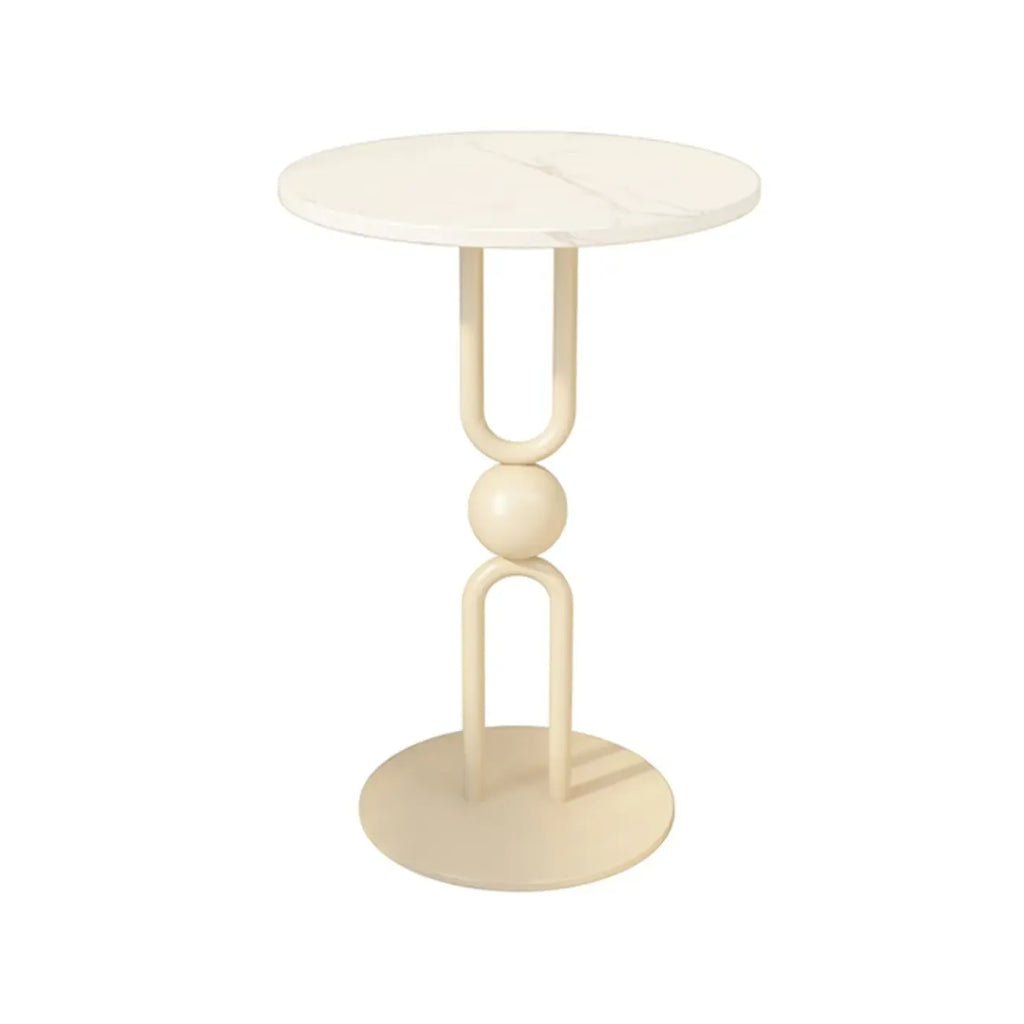 Table d'appoint ronde en métal noir brillant pour salon