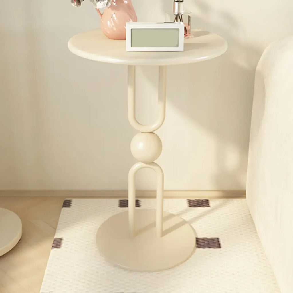 Table d'appoint ronde en métal noir brillant pour salon