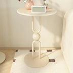 Table d'appoint ronde en métal noir brillant pour salon