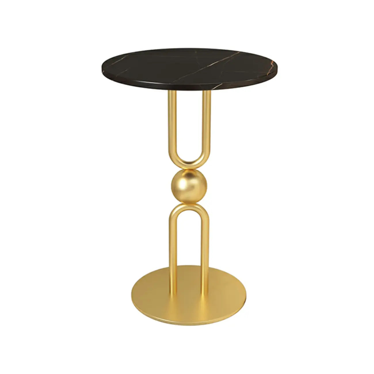 Table d'appoint ronde en métal noir brillant pour salon