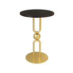 Table d'appoint ronde en métal noir brillant pour salon