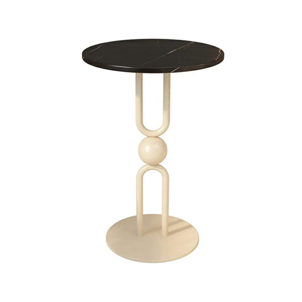 Table d'appoint ronde en métal noir brillant pour salon