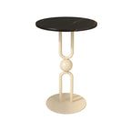 Table d'appoint ronde en métal noir brillant pour salon