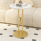 Table d'appoint ronde en métal noir brillant pour salon