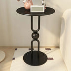 Table d'appoint ronde en métal noir brillant pour salon