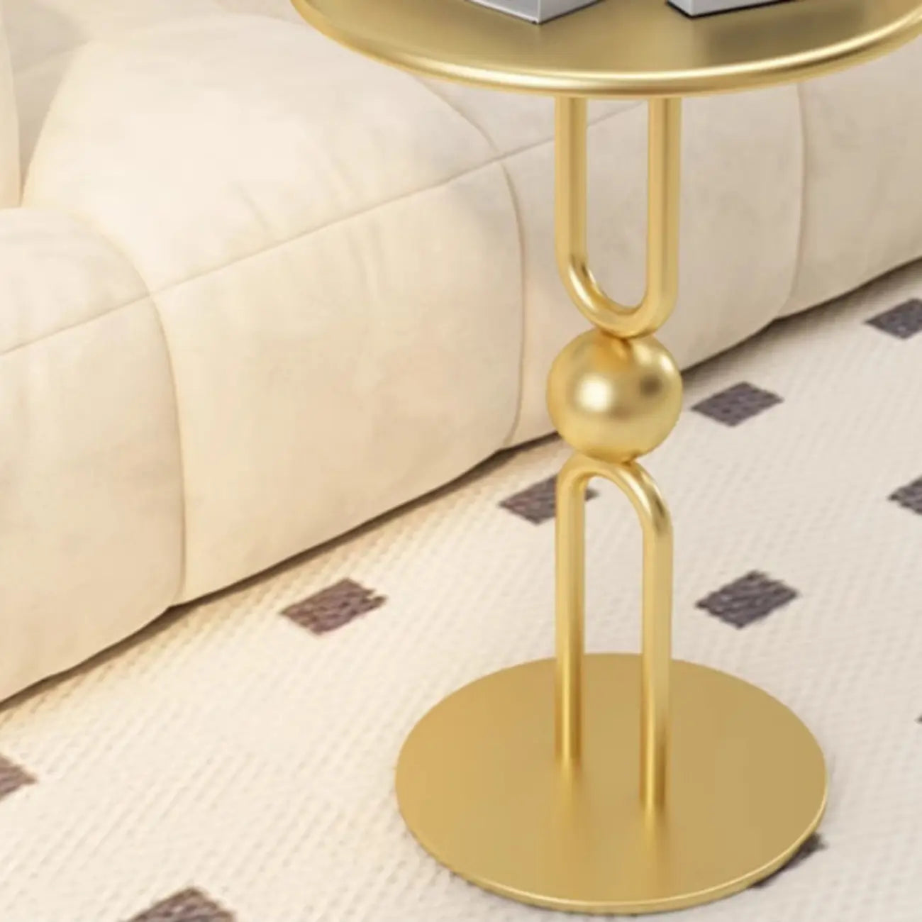 Table d'appoint ronde en métal noir brillant pour salon