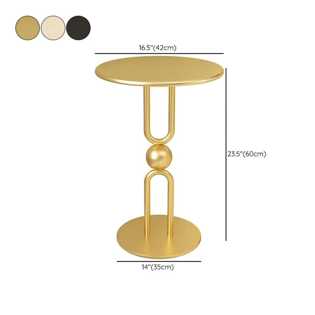 Table d'appoint ronde en métal noir brillant pour salon