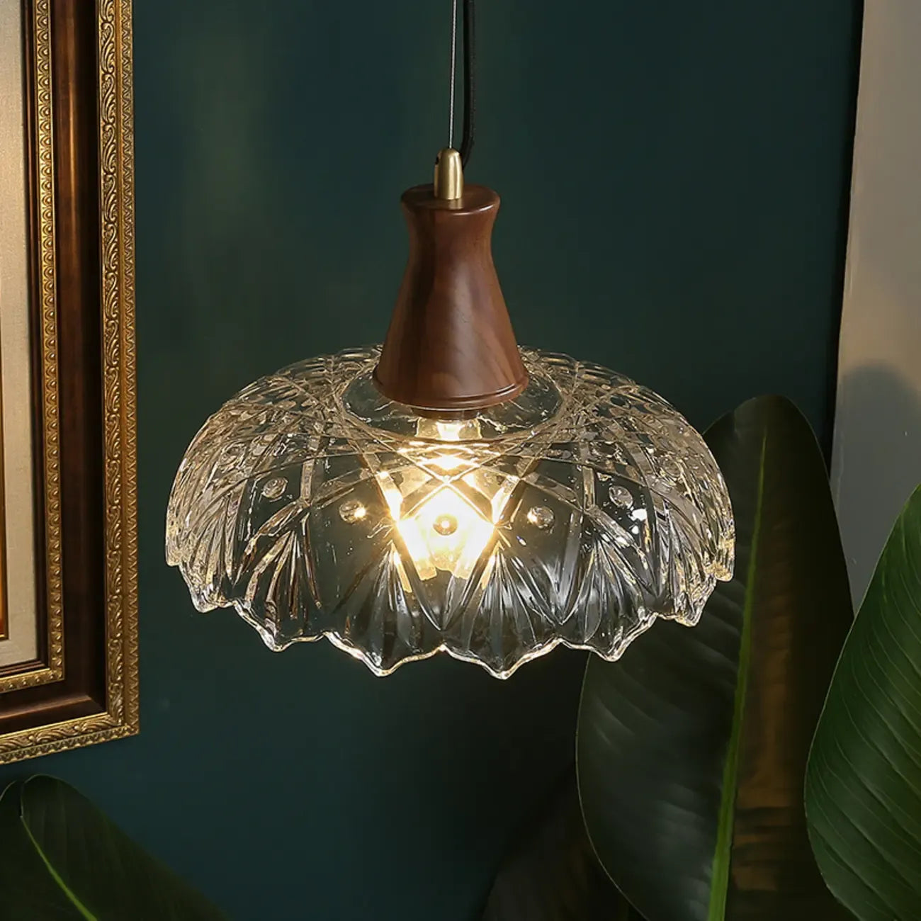 Suspension lumineuse réglable en verre en forme de fleur pour salon