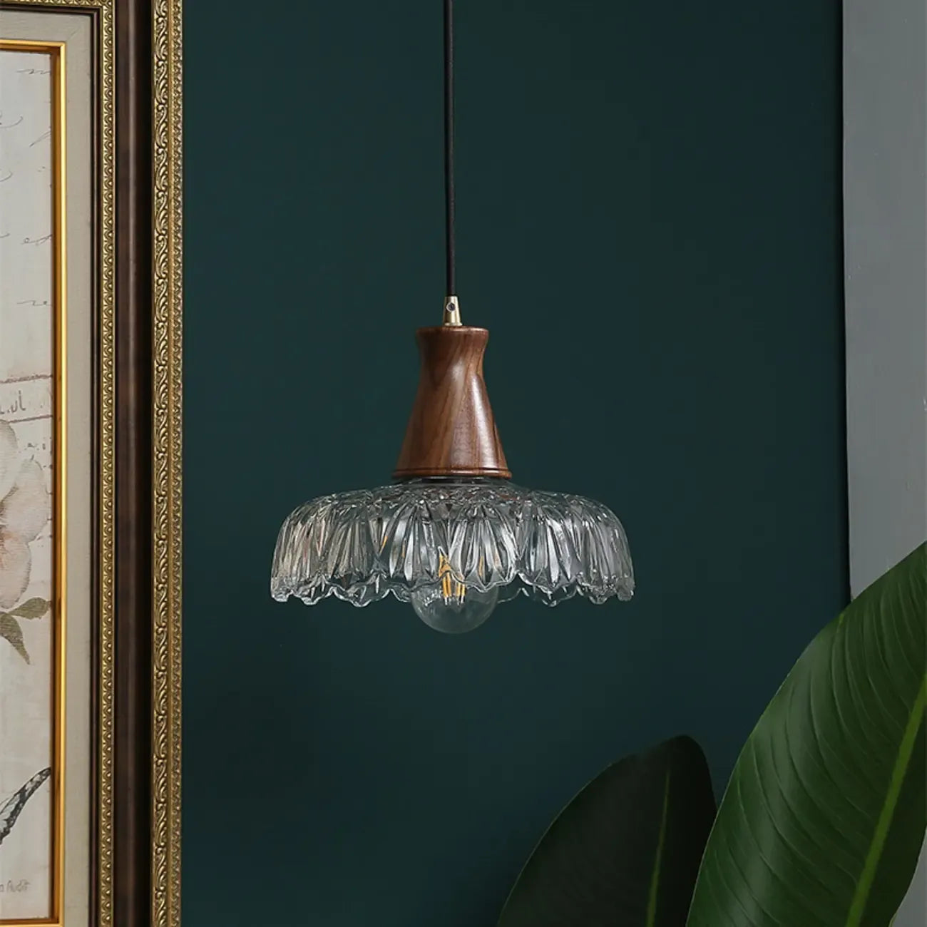 Suspension lumineuse réglable en verre en forme de fleur pour salon