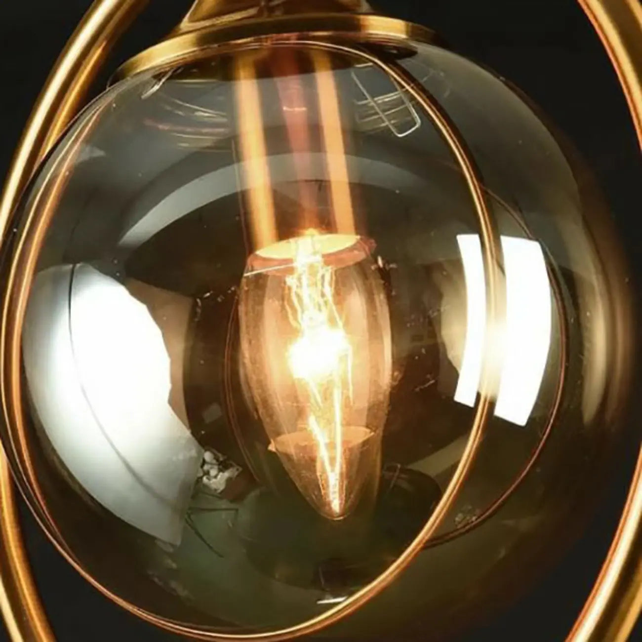 Plafonnier semi-encastré circulaire en laiton et verre à 1 lumière