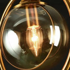 Plafonnier semi-encastré circulaire en laiton et verre à 1 lumière