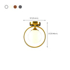 Plafonnier semi-encastré circulaire en laiton et verre à 1 lumière