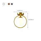 Plafonnier semi-encastré circulaire en laiton et verre à 1 lumière