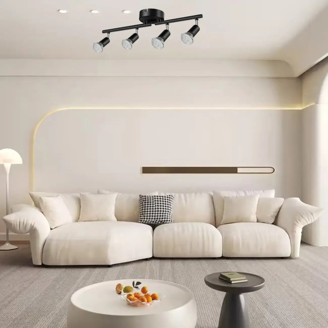 Plafonnier semi-encastré chromé moderne réglable