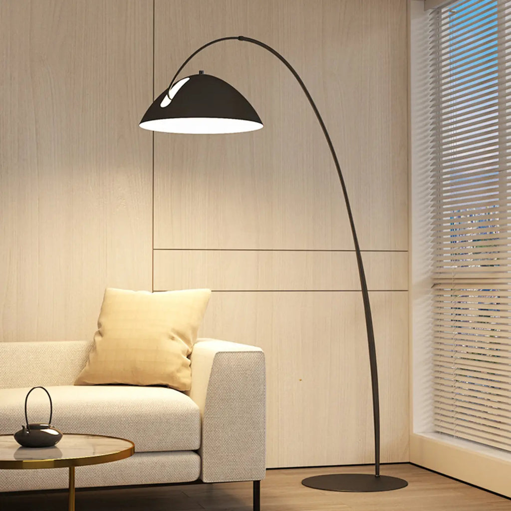 Lampadaire LED noir arqué réglable pour la décoration du salon