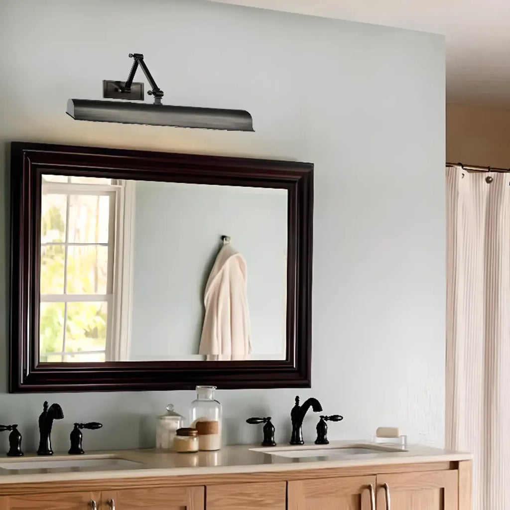 Applique murale à bras articulé en métal à 2 lumières avec abat-jour long