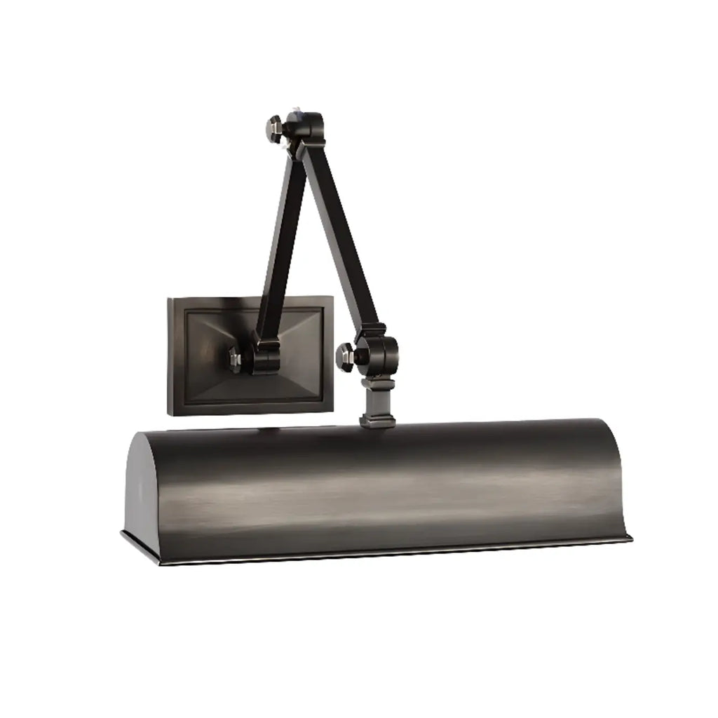 Applique murale à bras articulé en métal à 2 lumières avec abat-jour long